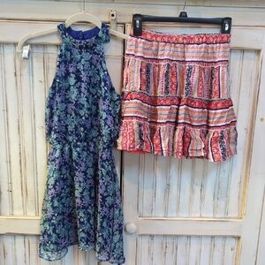 Kidpik Bundle, Boho Skirt And Floral Dress. Sm(7-8)